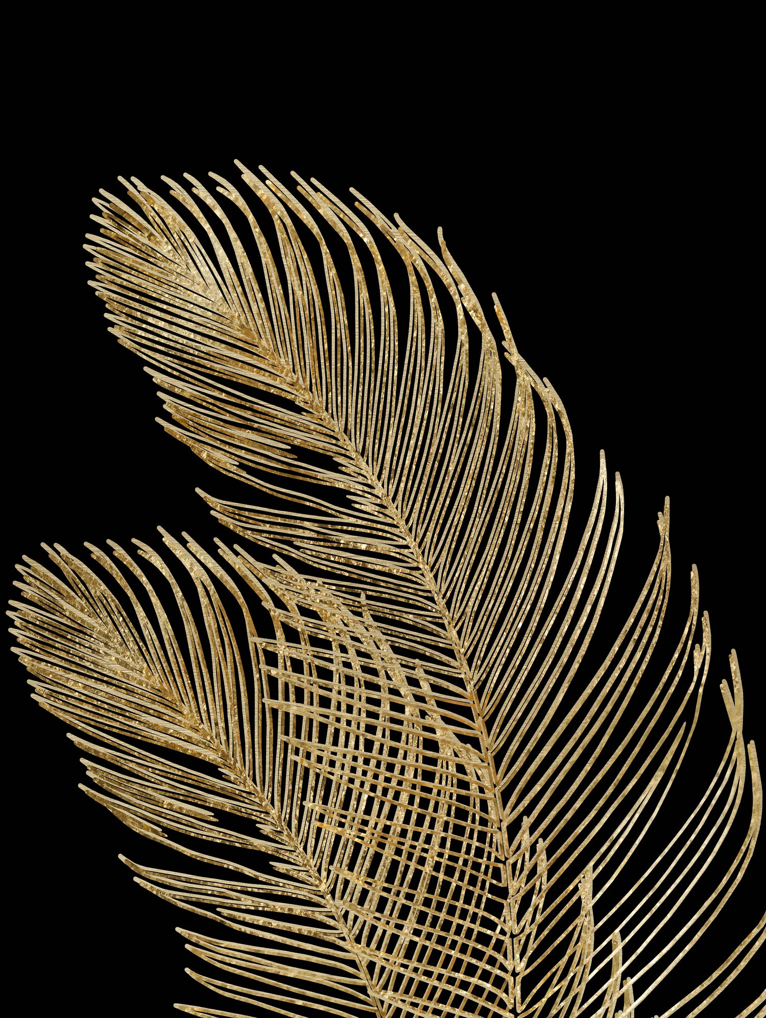 Palm Leaves Finesse Line Art with Gold Foil #1 #minimal by Anita & Bella Jantz on GIANT ART - yellow digital drawing