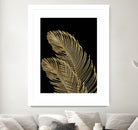 Palm Leaves Finesse Line Art with Gold Foil #1 #minimal by Anita & Bella Jantz on GIANT ART - yellow digital drawing