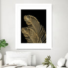 Palm Leaves Finesse Line Art with Gold Foil #1 #minimal by Anita & Bella Jantz on GIANT ART - yellow digital drawing