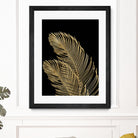 Palm Leaves Finesse Line Art with Gold Foil #1 #minimal by Anita & Bella Jantz on GIANT ART - yellow digital drawing