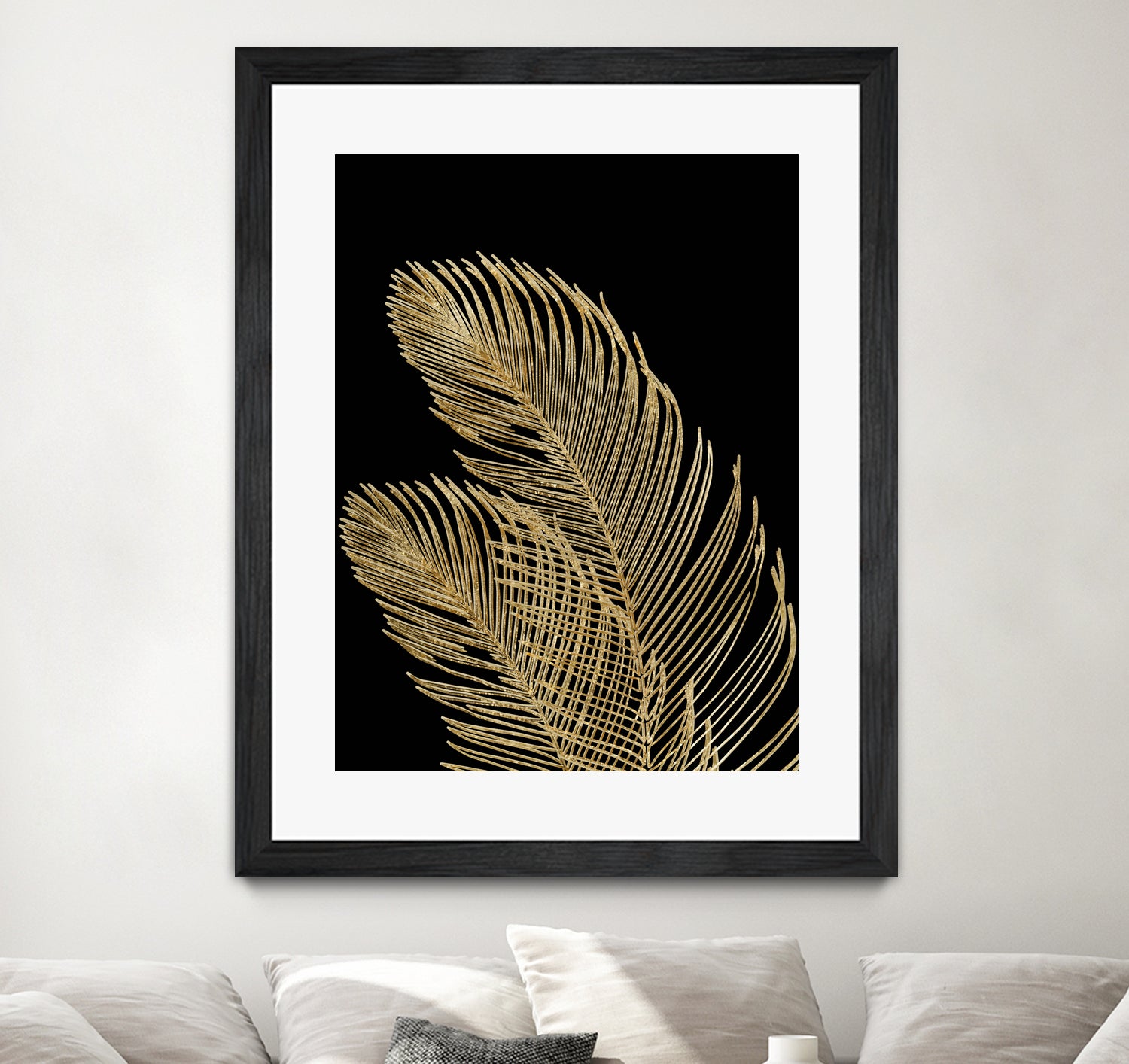 Palm Leaves Finesse Line Art with Gold Foil #1 #minimal by Anita & Bella Jantz on GIANT ART - yellow digital drawing