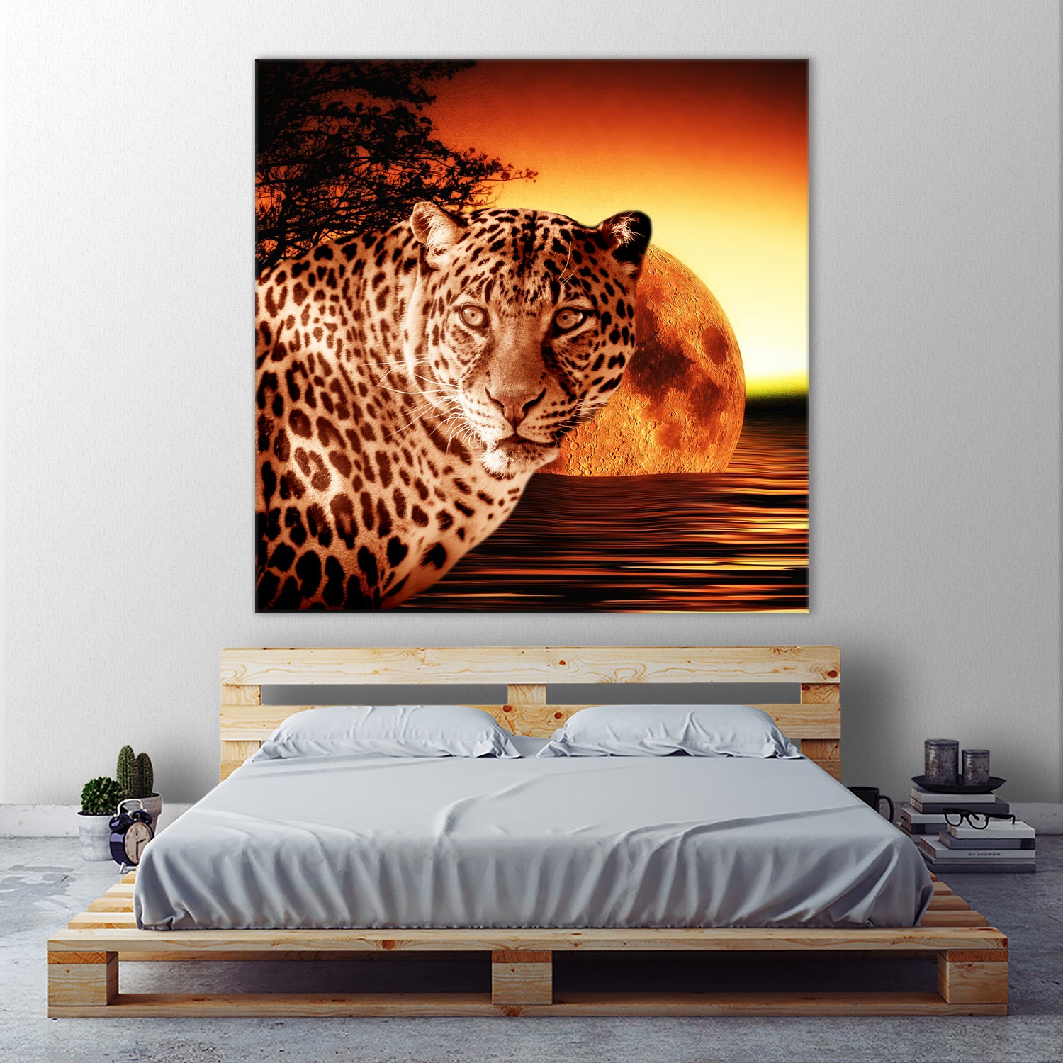 Leopard and Red Moon by Erika Kaisersot on GIANT ART - orange photo illustration