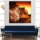 Leopard and Red Moon by Erika Kaisersot on GIANT ART - orange photo illustration