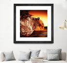 Leopard and Red Moon by Erika Kaisersot on GIANT ART - orange photo illustration