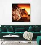 Leopard and Red Moon by Erika Kaisersot on GIANT ART - orange photo illustration