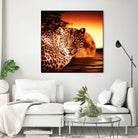 Leopard and Red Moon by Erika Kaisersot on GIANT ART - orange photo illustration