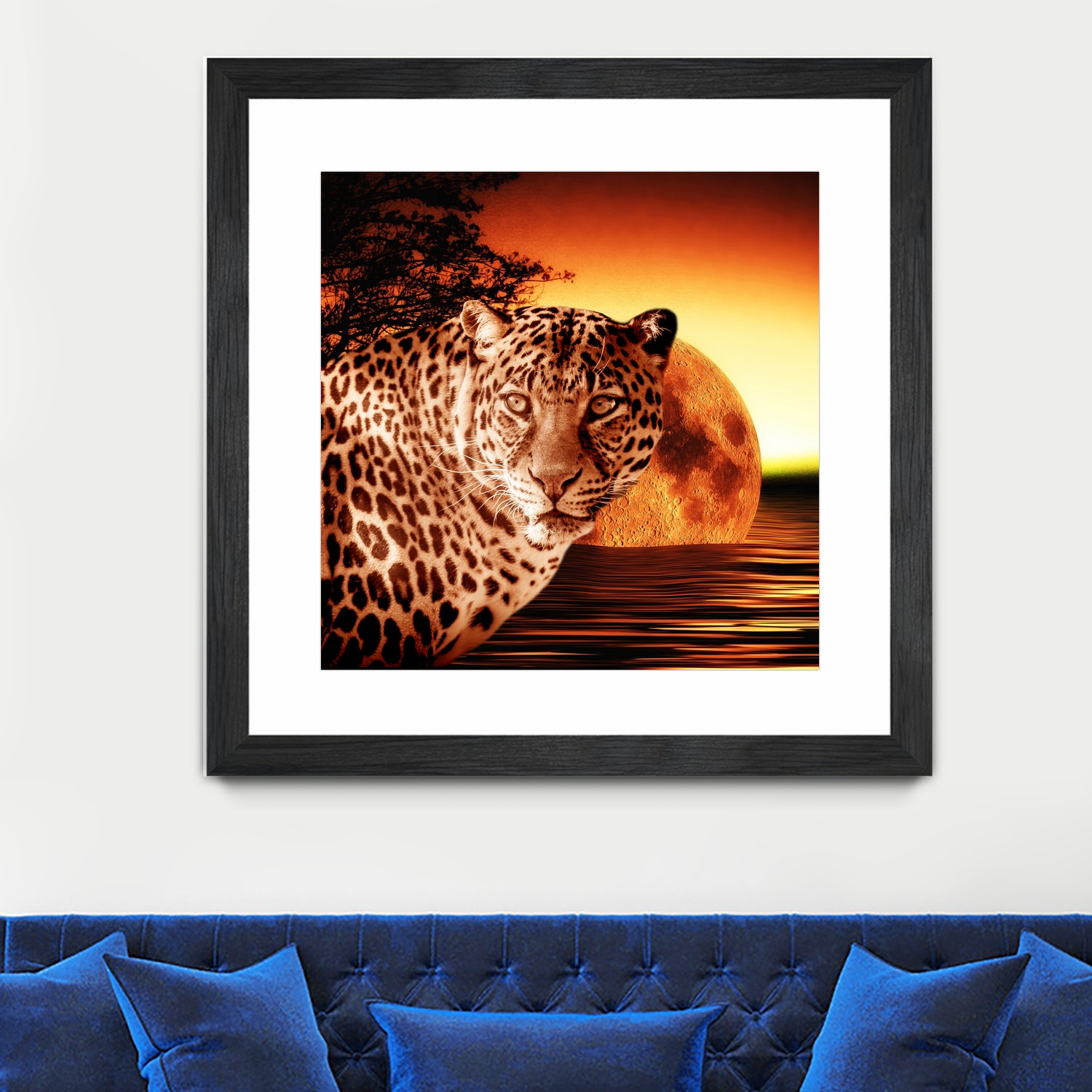 Leopard and Red Moon by Erika Kaisersot on GIANT ART - orange photo illustration