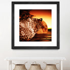 Leopard and Red Moon by Erika Kaisersot on GIANT ART - orange photo illustration