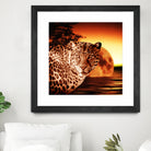 Leopard and Red Moon by Erika Kaisersot on GIANT ART - orange photo illustration