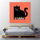 Cool Cat on Piano by Budi Satria Kompoi on GIANT ART - mixed media