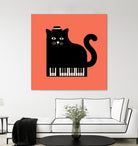 Cool Cat on Piano by Budi Satria Kompoi on GIANT ART - mixed media