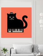 Cool Cat on Piano by Budi Satria Kompoi on GIANT ART - mixed media