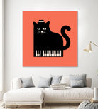 Cool Cat on Piano by Budi Satria Kompoi on GIANT ART - mixed media