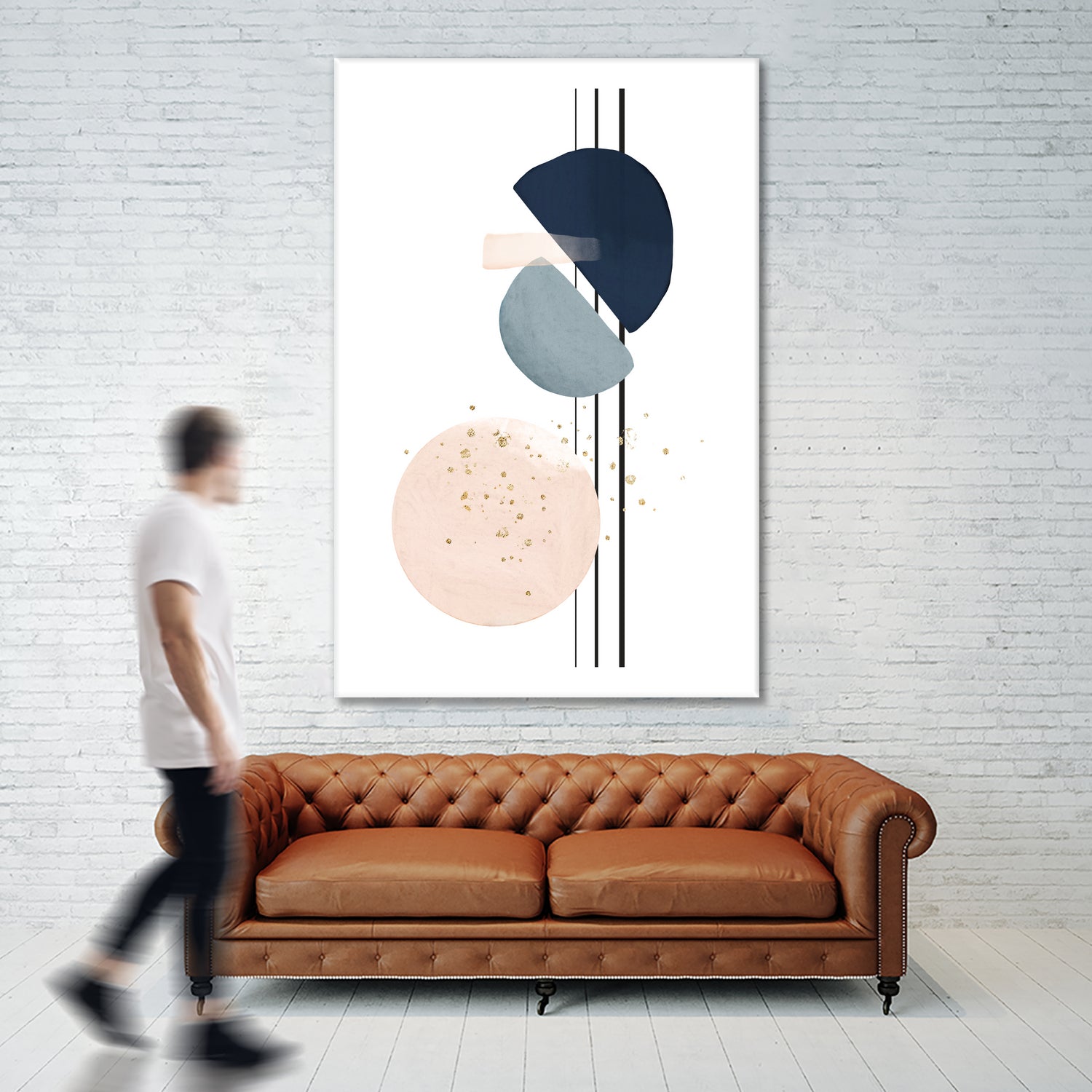 Abstract Study Blush and Navy Blue II by Studio North on GIANT ART - pink digital painting