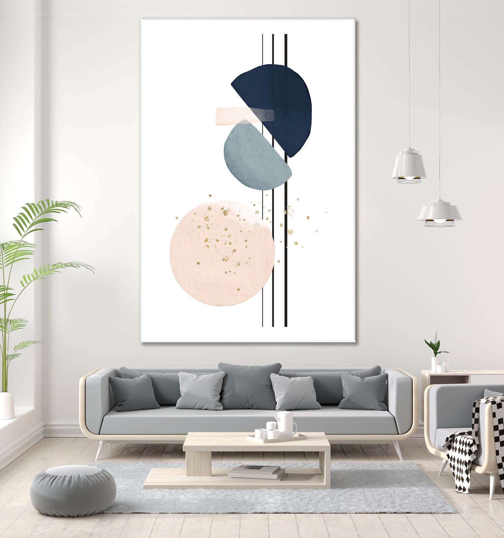 Abstract Study Blush and Navy Blue II by Studio North on GIANT ART - pink digital painting