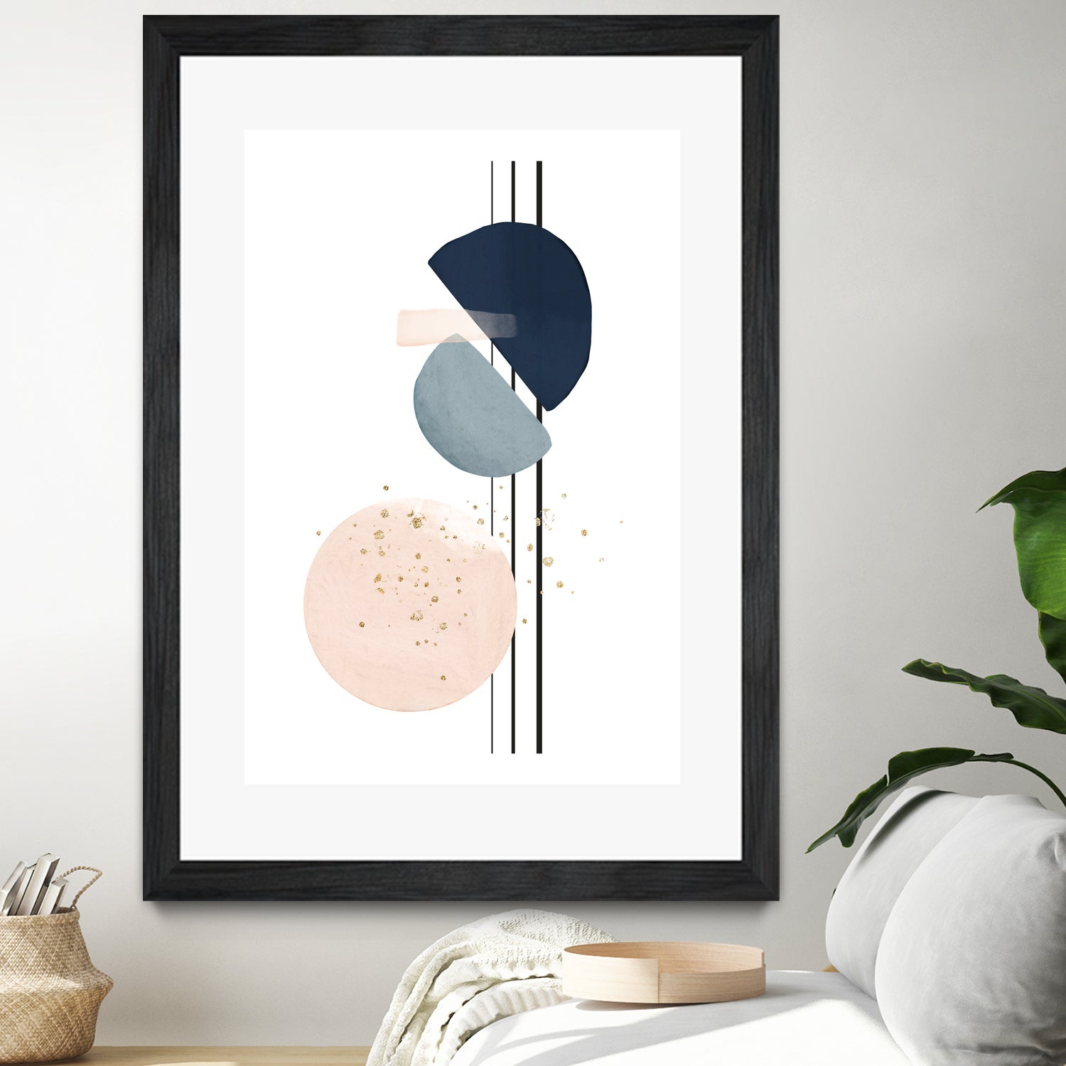 Abstract Study Blush and Navy Blue II by Studio North on GIANT ART - pink digital painting