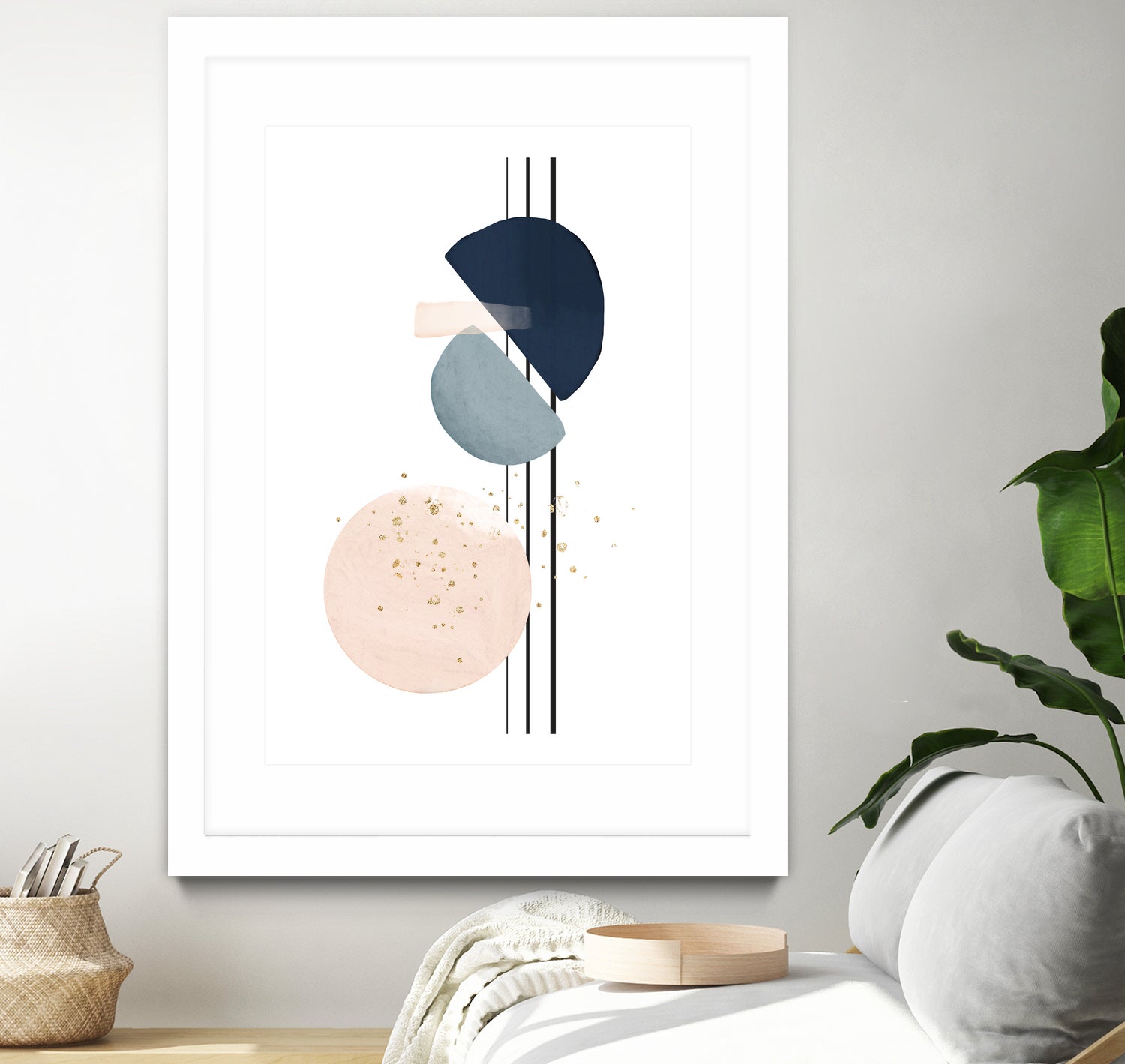 Abstract Study Blush and Navy Blue II by Studio North on GIANT ART - pink digital painting