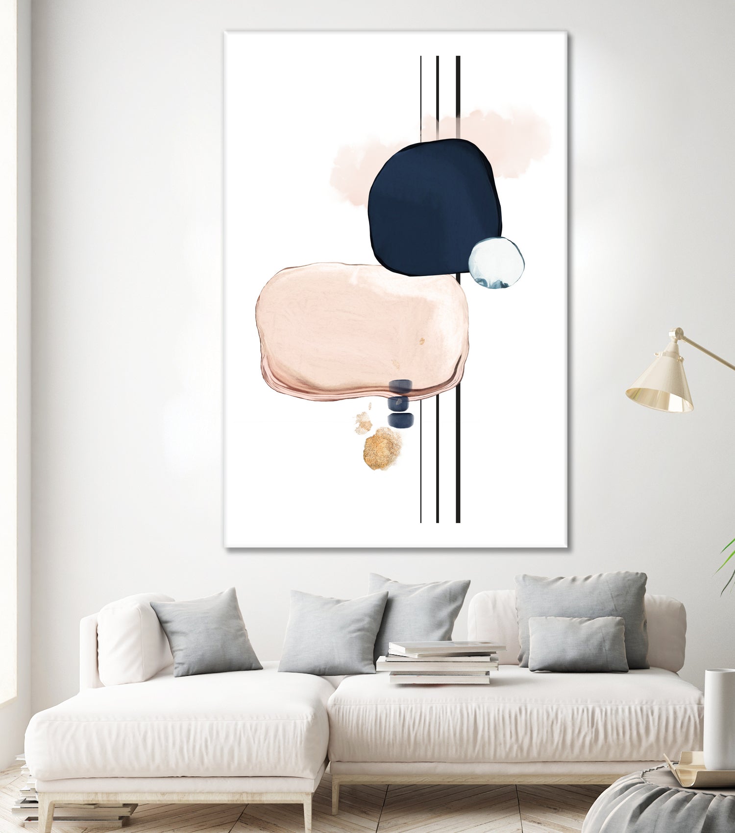 Abstract Study Blush and Navy Blue by Studio North on GIANT ART - pink digital painting