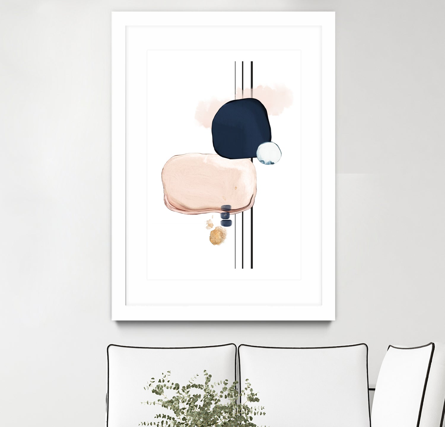 Abstract Study Blush and Navy Blue by Studio North on GIANT ART - pink digital painting