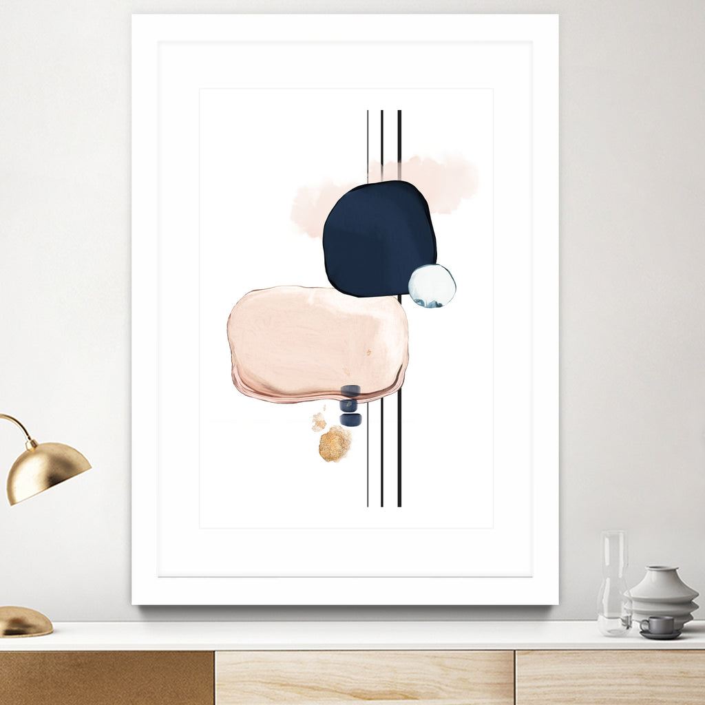 Abstract Study Blush and Navy Blue by Studio North on GIANT ART - pink digital painting