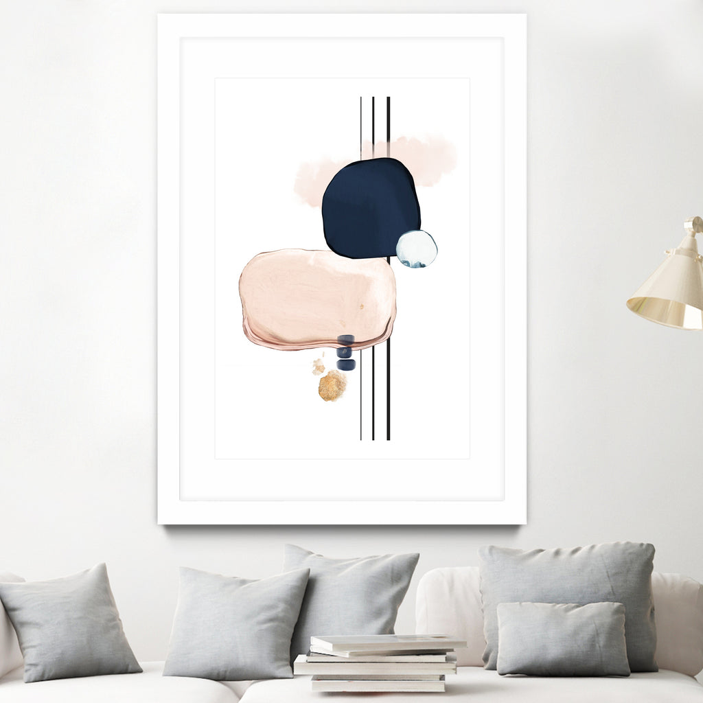 Abstract Study Blush and Navy Blue by Studio North on GIANT ART - pink digital painting