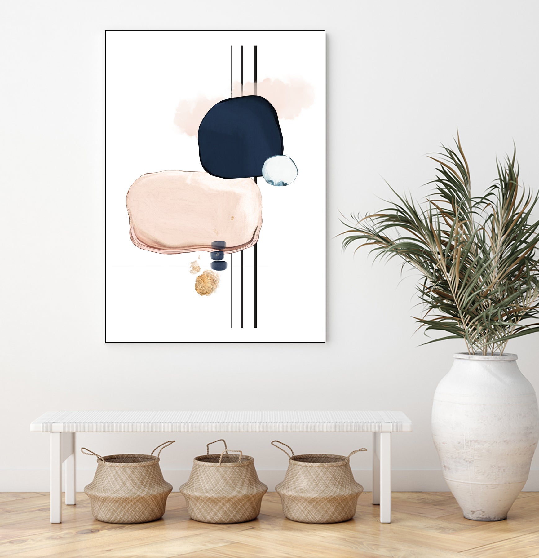 Abstract Study Blush and Navy Blue by Studio North on GIANT ART - pink digital painting