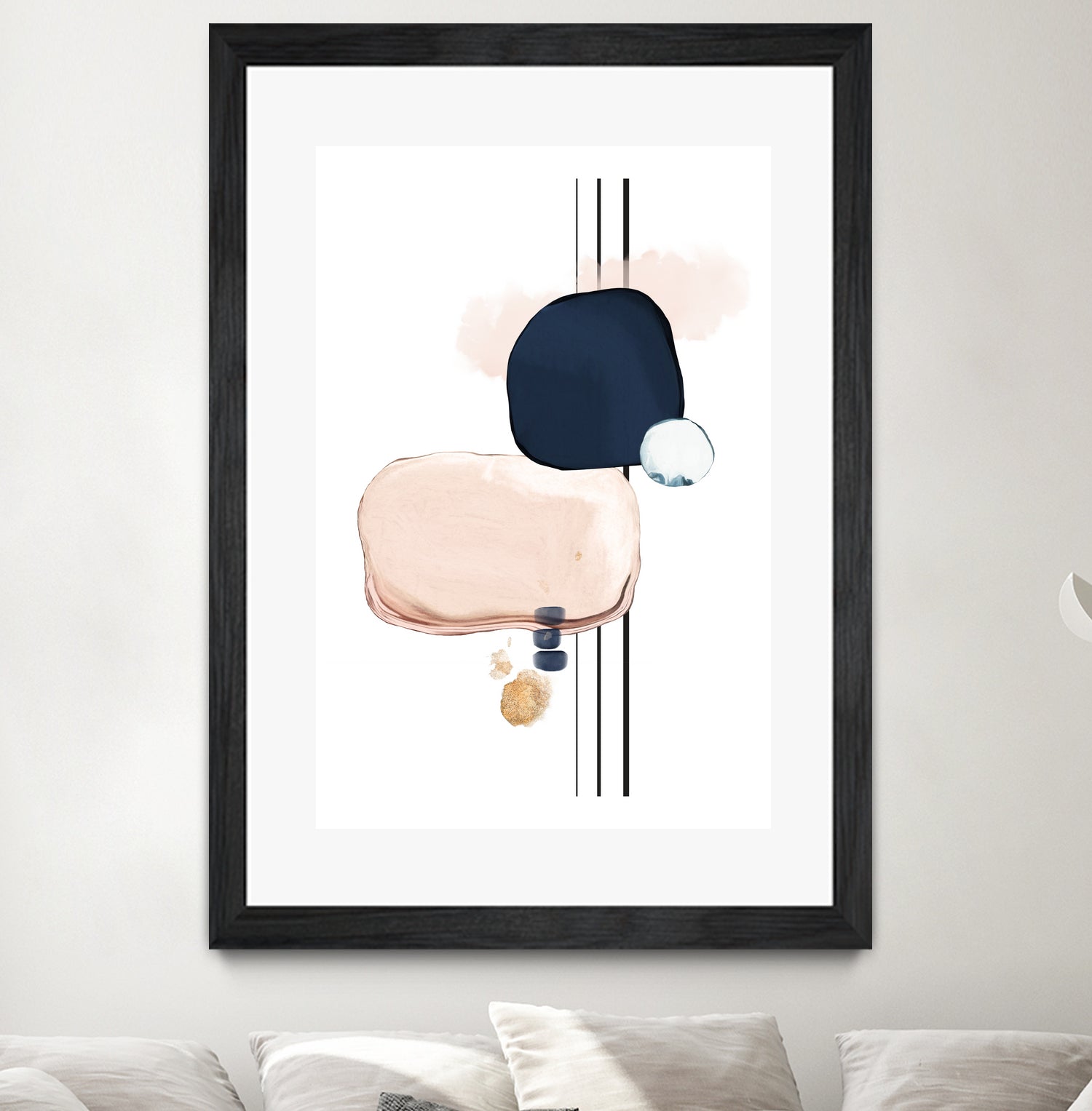 Abstract Study Blush and Navy Blue by Studio North on GIANT ART - pink digital painting