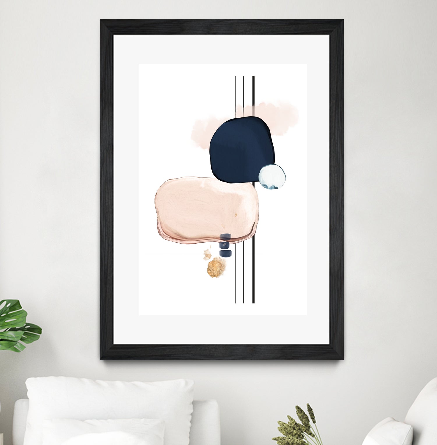 Abstract Study Blush and Navy Blue by Studio North on GIANT ART - pink digital painting