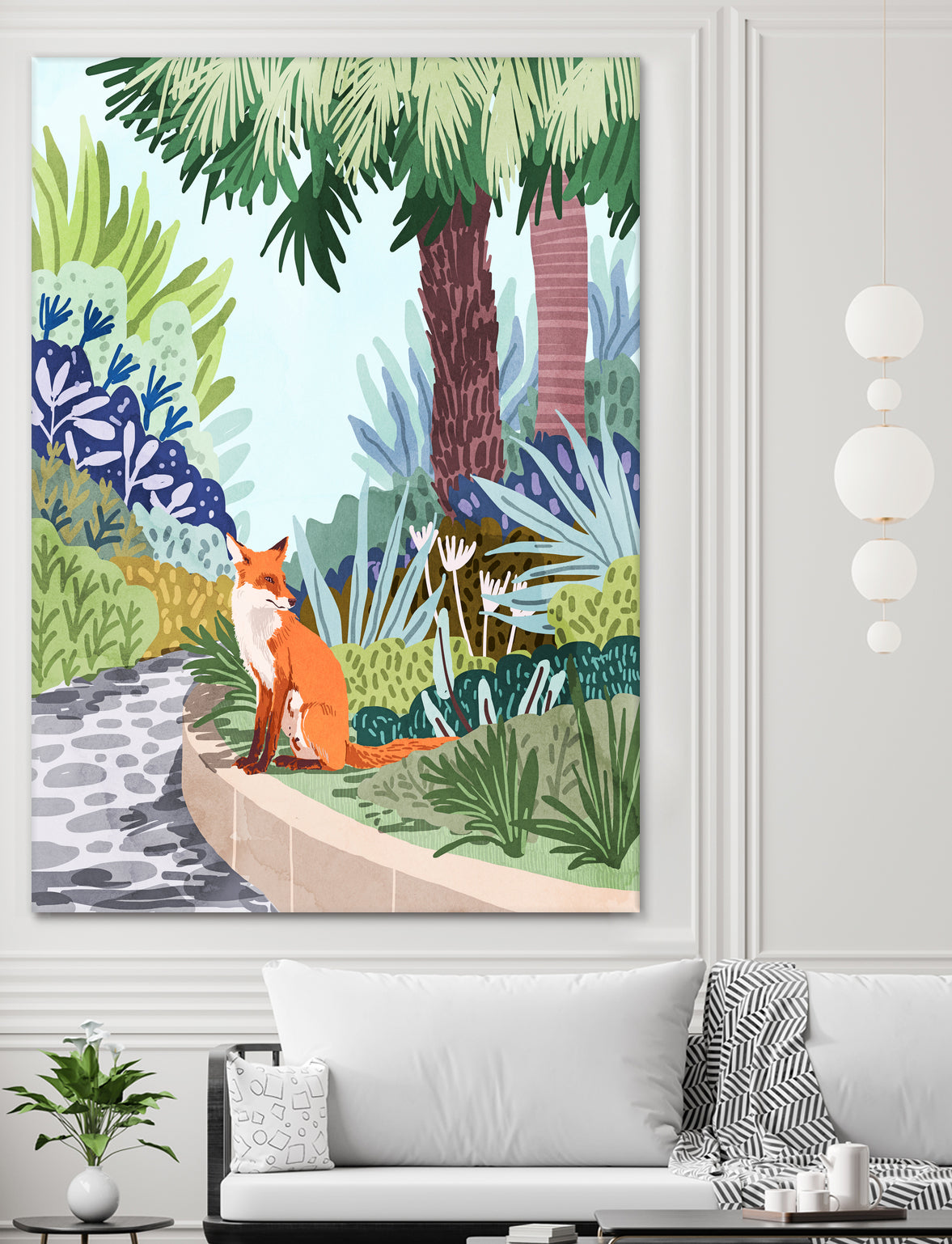 Fox in The Garden | Animals Wildlife Botanical Nature by Uma Gokhale on GIANT ART - orange digital painting