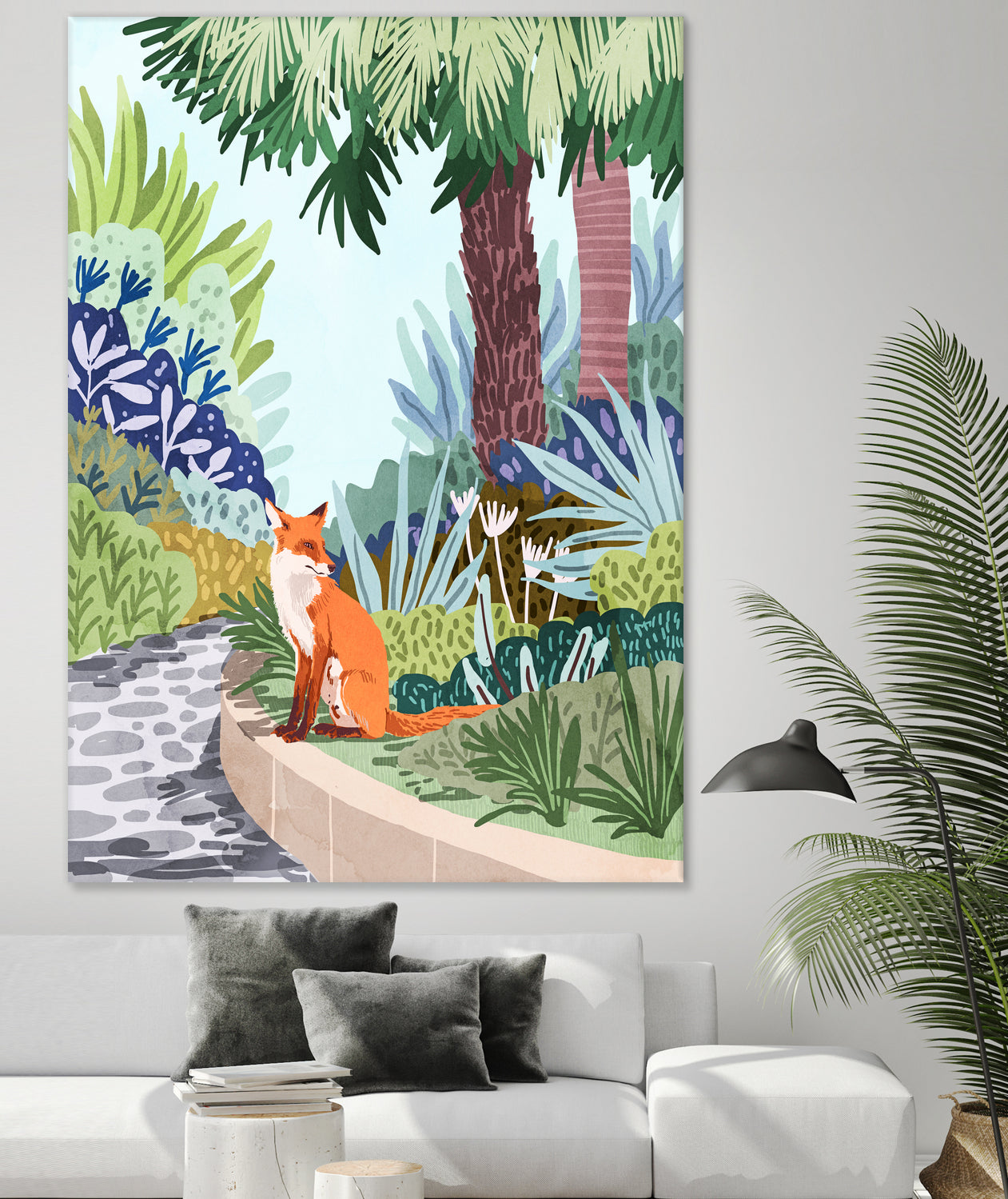 Fox in The Garden | Animals Wildlife Botanical Nature by Uma Gokhale on GIANT ART - orange digital painting