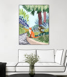 Fox in The Garden | Animals Wildlife Botanical Nature by Uma Gokhale on GIANT ART - orange digital painting