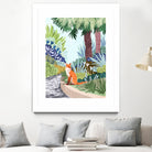 Fox in The Garden | Animals Wildlife Botanical Nature by Uma Gokhale on GIANT ART - orange digital painting