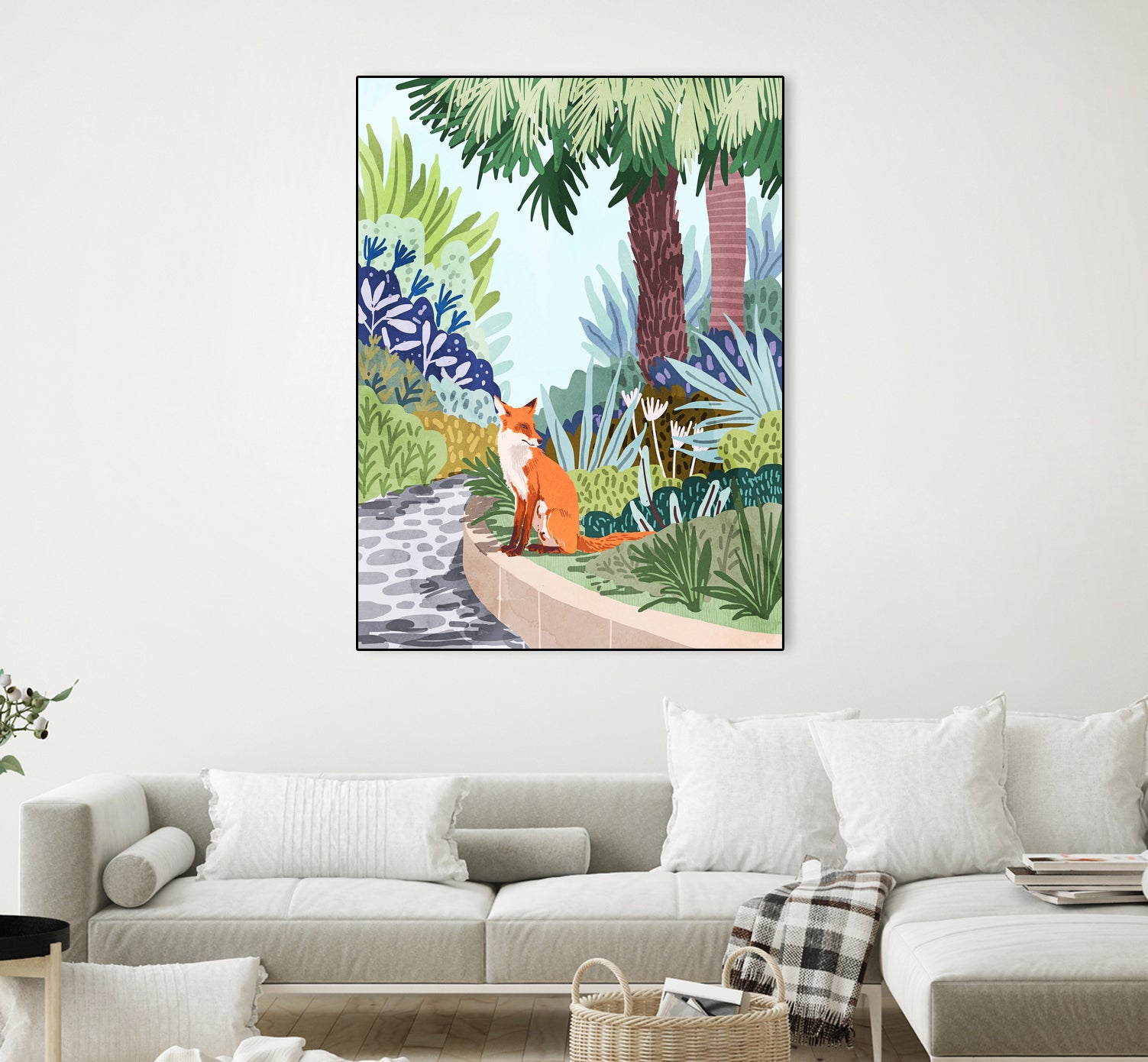 Fox in The Garden | Animals Wildlife Botanical Nature by Uma Gokhale on GIANT ART - orange digital painting