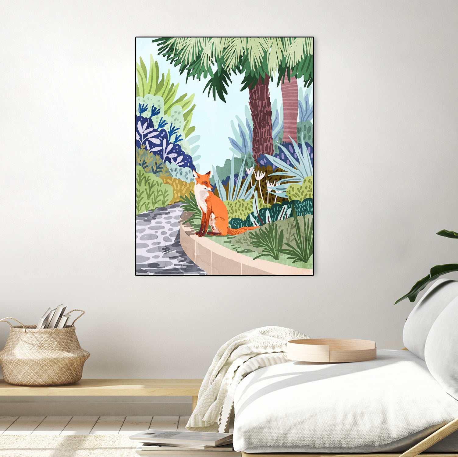 Fox in The Garden | Animals Wildlife Botanical Nature by Uma Gokhale on GIANT ART - orange digital painting