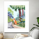 Fox in The Garden | Animals Wildlife Botanical Nature by Uma Gokhale on GIANT ART - orange digital painting