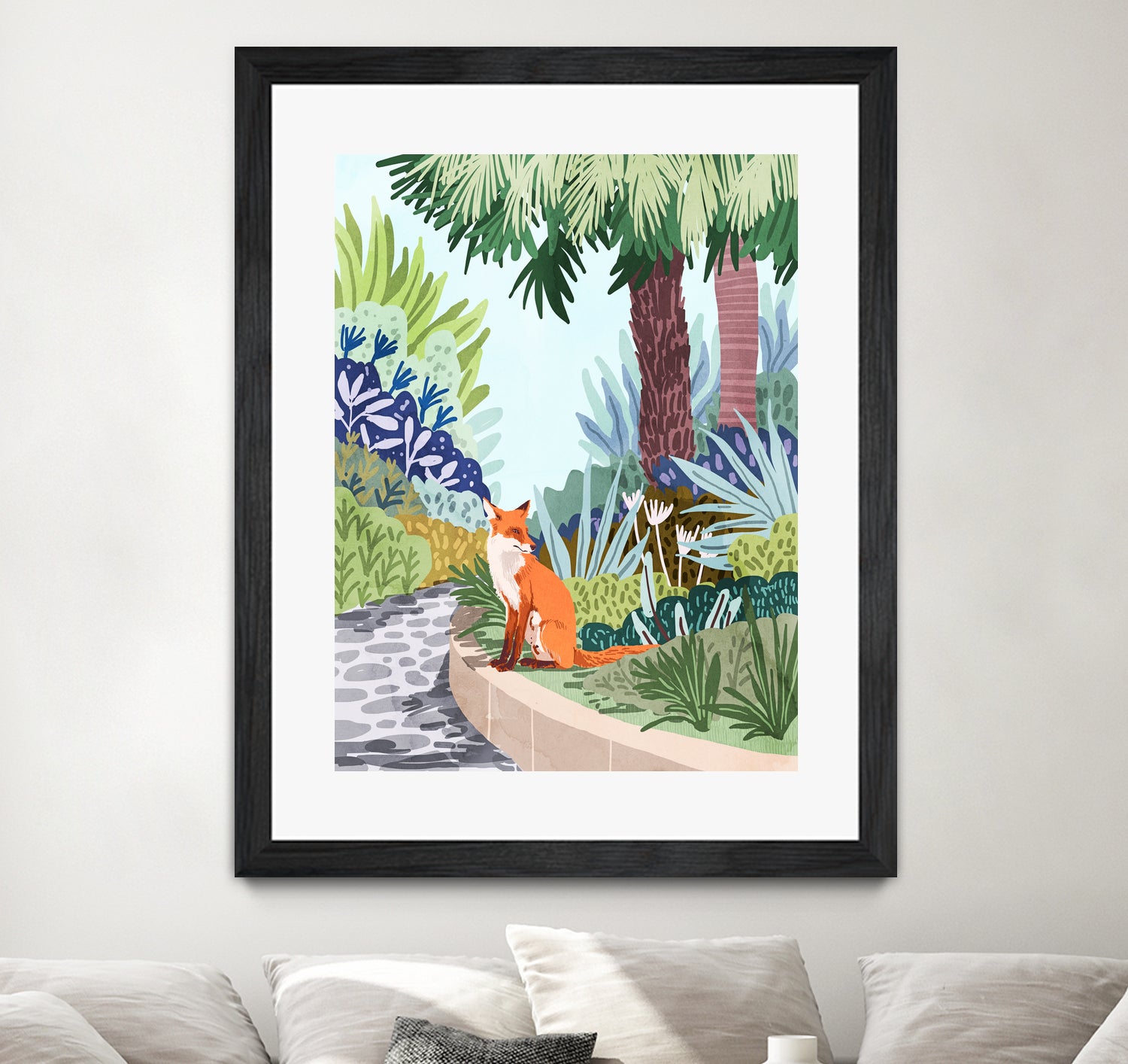 Fox in The Garden | Animals Wildlife Botanical Nature by Uma Gokhale on GIANT ART - orange digital painting