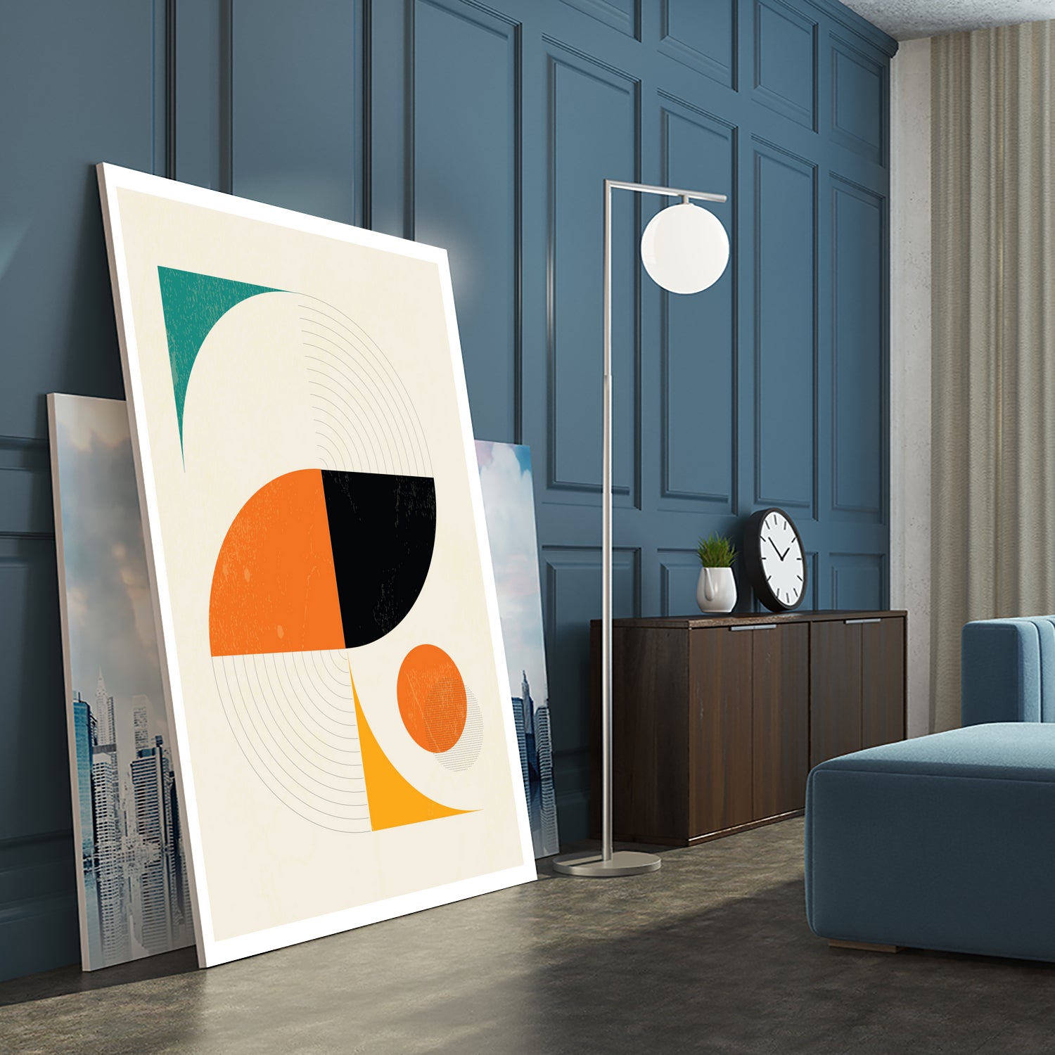 Mid Century Modern Abstract Pop, Retro Style by Studio North on GIANT ART - orange digital drawing