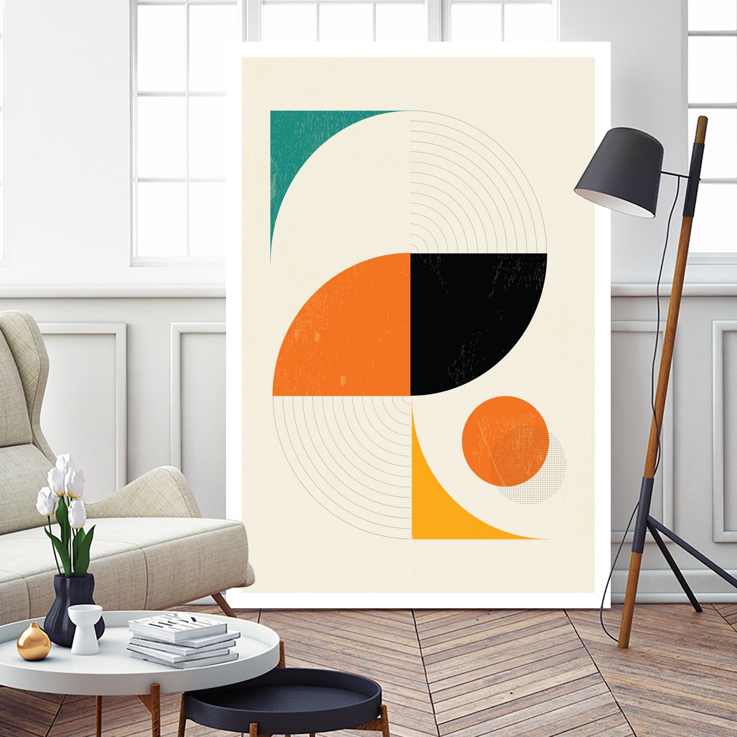 Mid Century Modern Abstract Pop, Retro Style by Studio North on GIANT ART - orange digital drawing