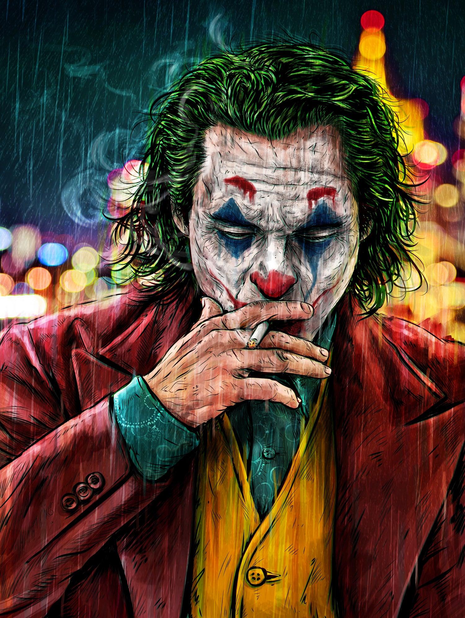 Smoking Joker Pt.1 by Arcadia Wiryawan on GIANT ART - red digital painting