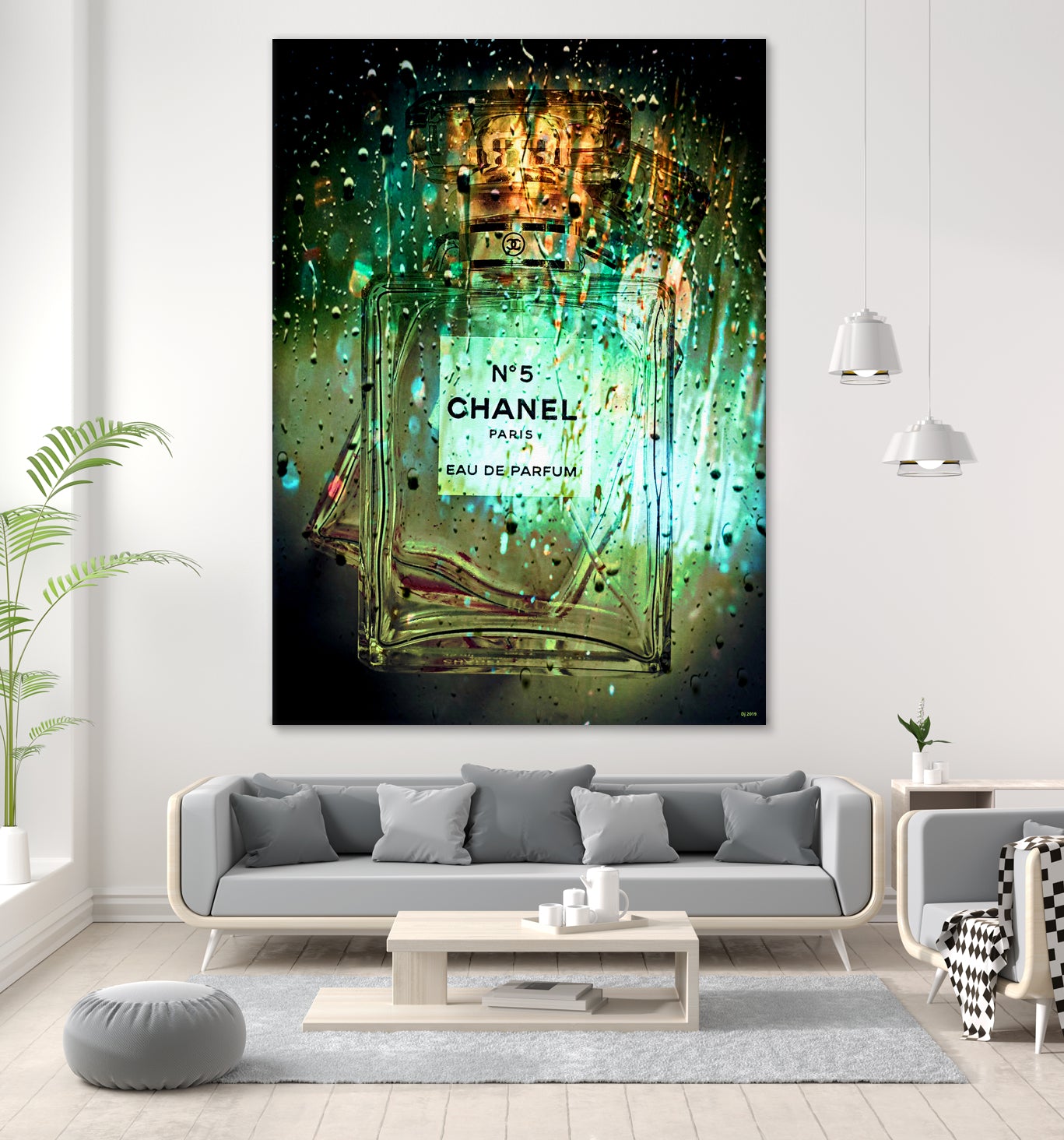 No 5 Water Drops by Daniel Janda on GIANT ART - green mixed media