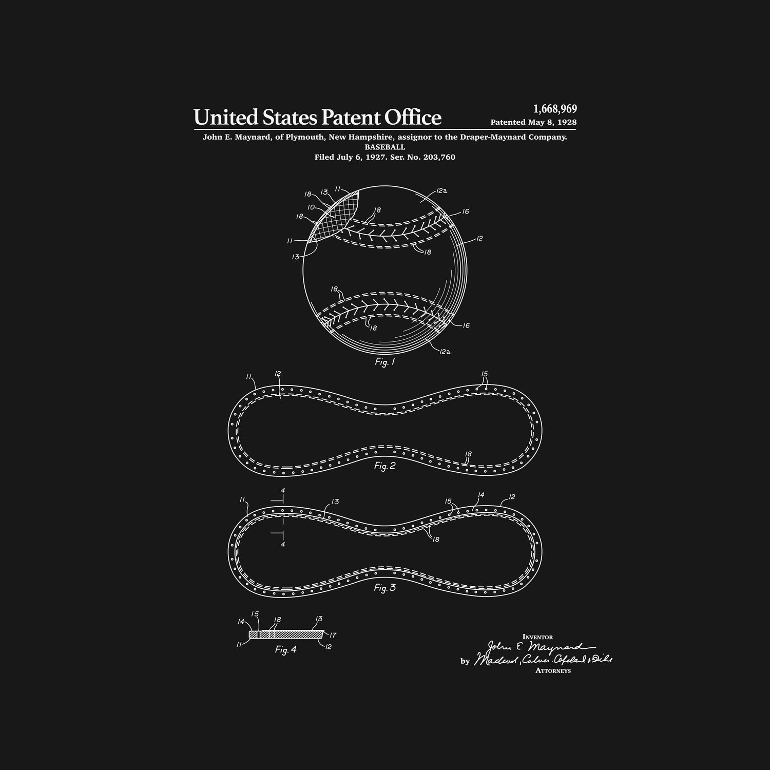 Baseball Patent - Black by Finlay McNevin on GIANT ART - black typography