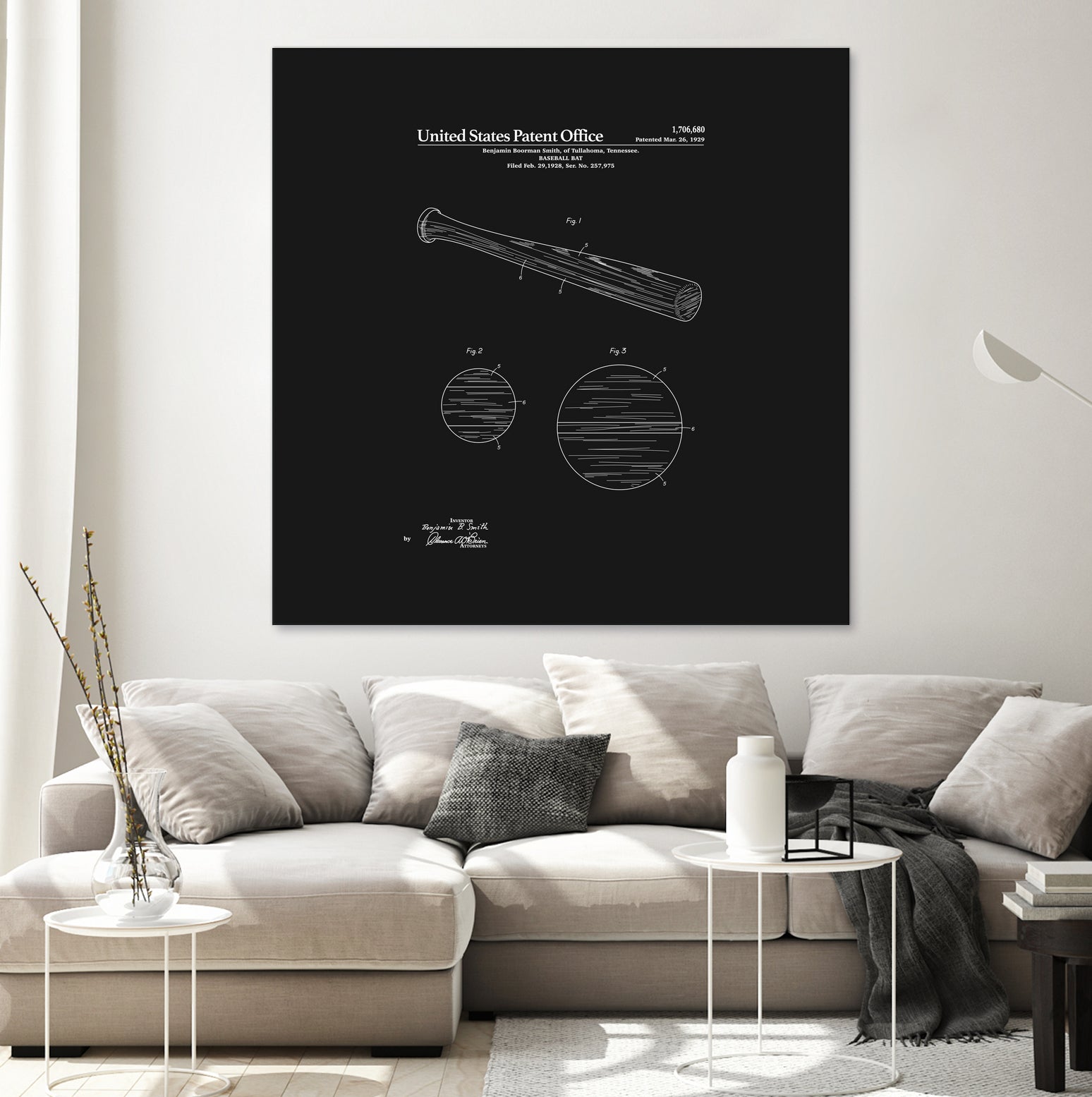 Baseball Bat Patent - Black by Finlay McNevin on GIANT ART - black typography