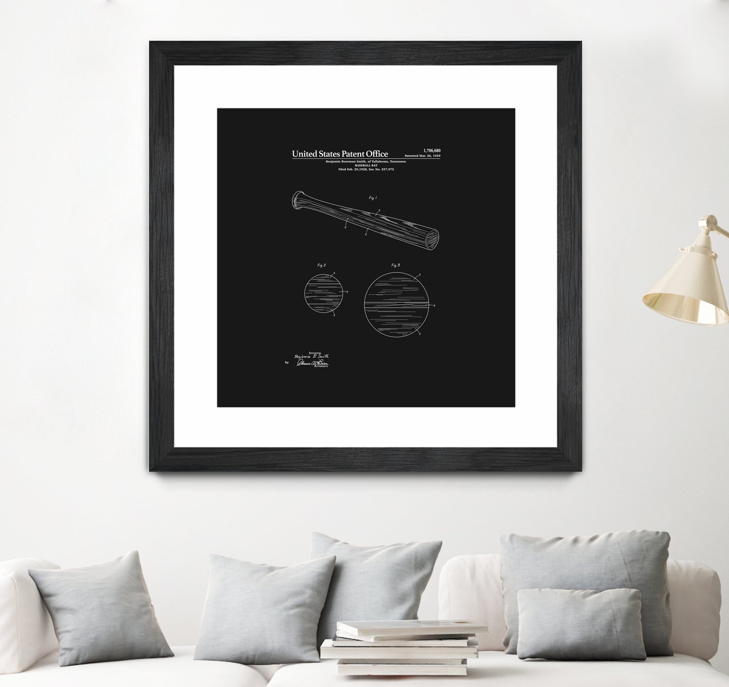 Baseball Bat Patent - Black by Finlay McNevin on GIANT ART - black typography