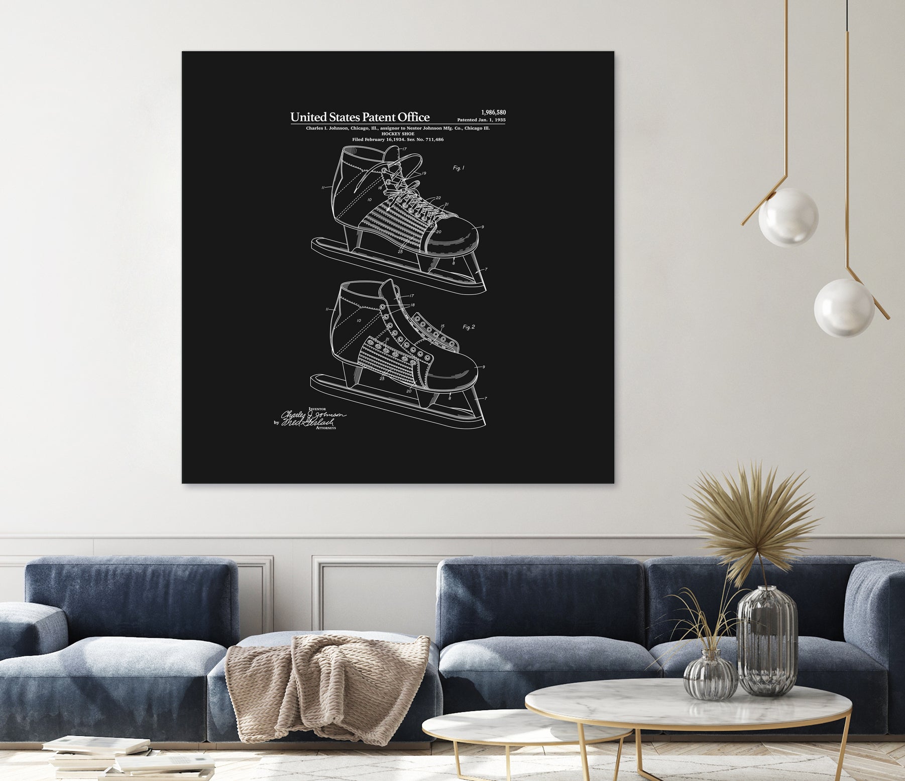 Hockey Skate Patent - Black by Finlay McNevin on GIANT ART - black typography