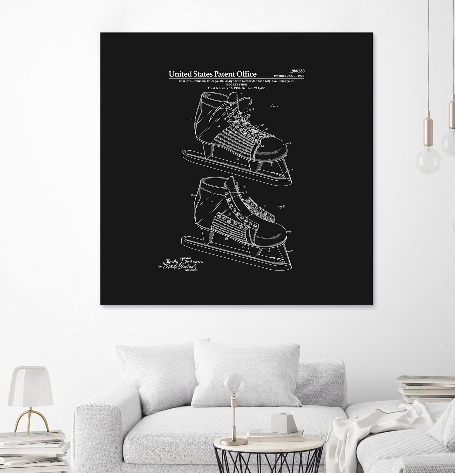 Hockey Skate Patent - Black by Finlay McNevin on GIANT ART - black typography