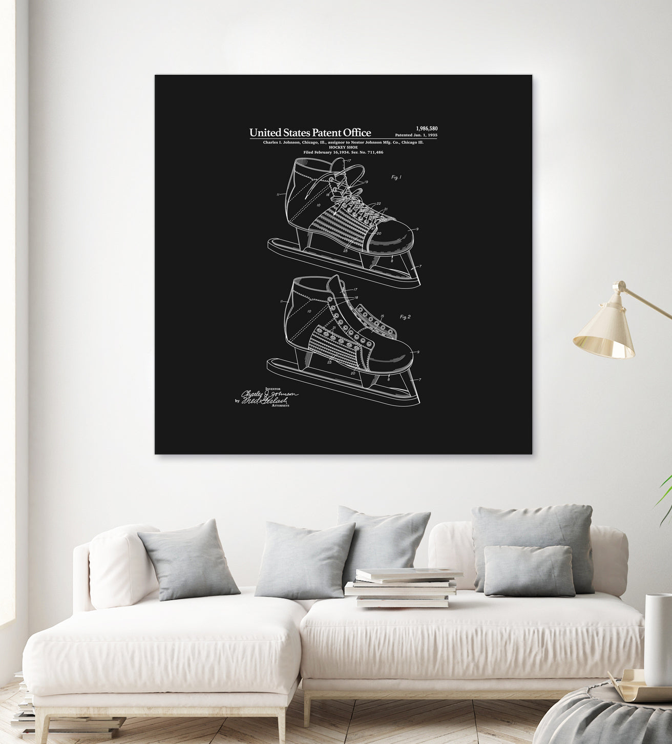 Hockey Skate Patent - Black by Finlay McNevin on GIANT ART - black typography