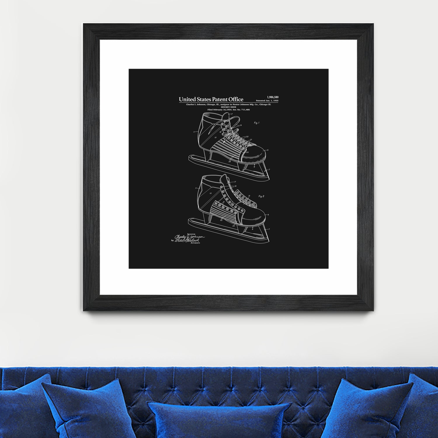 Hockey Skate Patent - Black by Finlay McNevin on GIANT ART - black typography