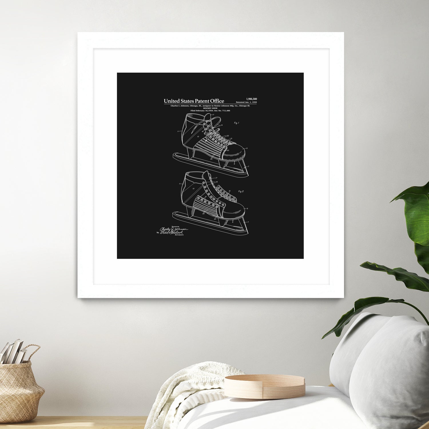 Hockey Skate Patent - Black by Finlay McNevin on GIANT ART - black typography