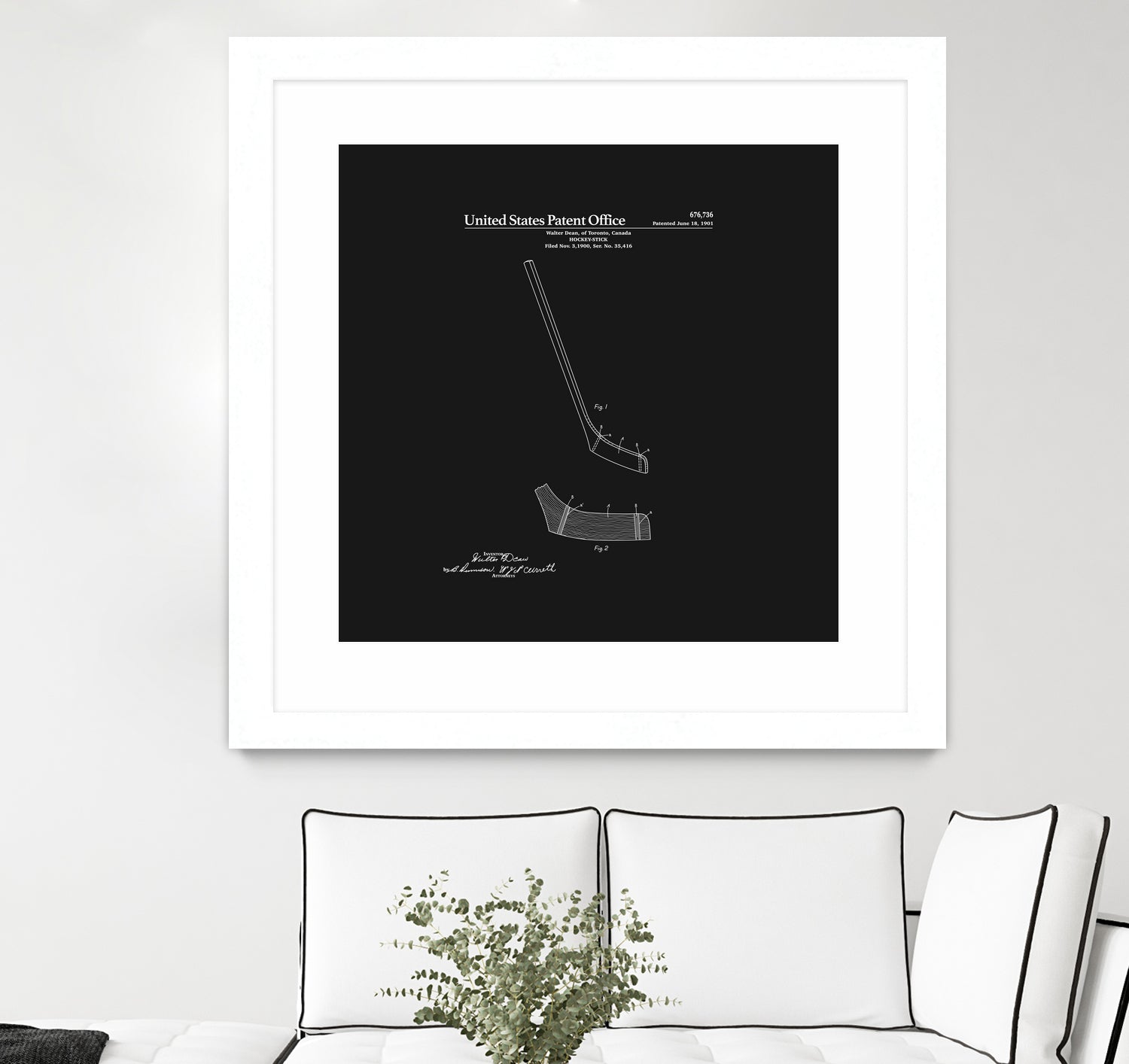 Hockey Stick Patent - Black by Finlay McNevin on GIANT ART - black typography