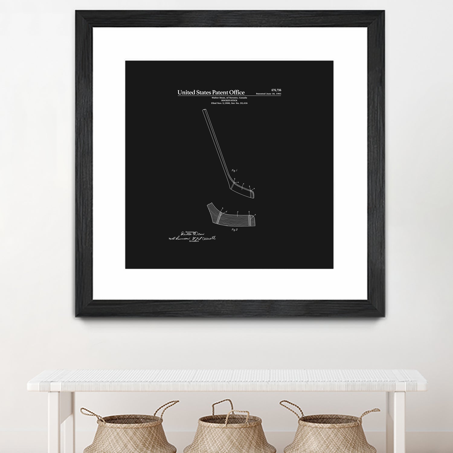 Hockey Stick Patent - Black by Finlay McNevin on GIANT ART - black typography